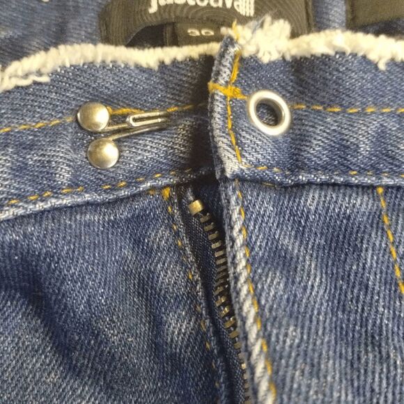 Just Cavalli New York Straight Distressed Patch Jeans Sz 30 - Picture 8 of 11